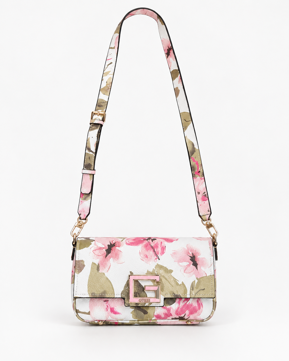 Borsa Guess floreale rosa con tracolla regolabile