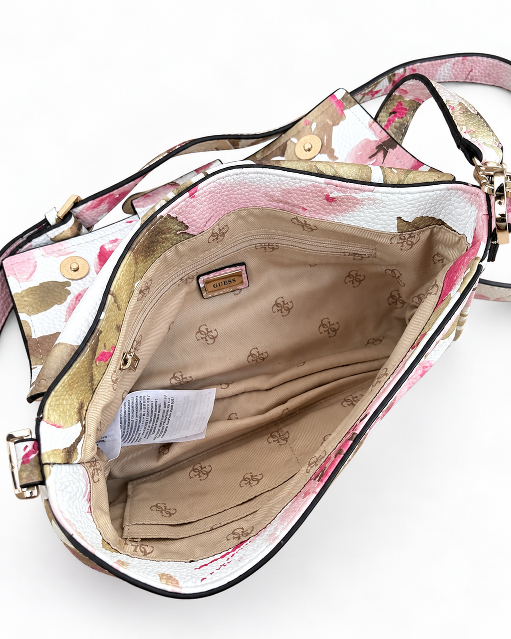 Borsa Guess floreale rosa con tracolla regolabile