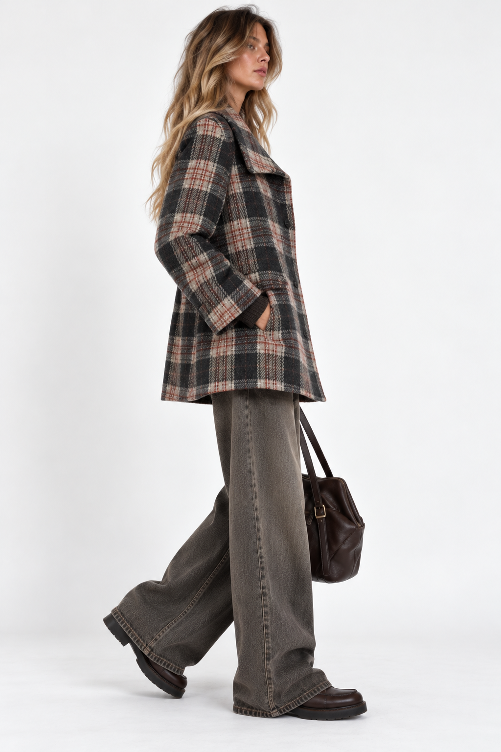Cappotto tartan misto lana Marella