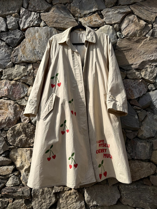 Trench ‘Cherry Much’ handmade