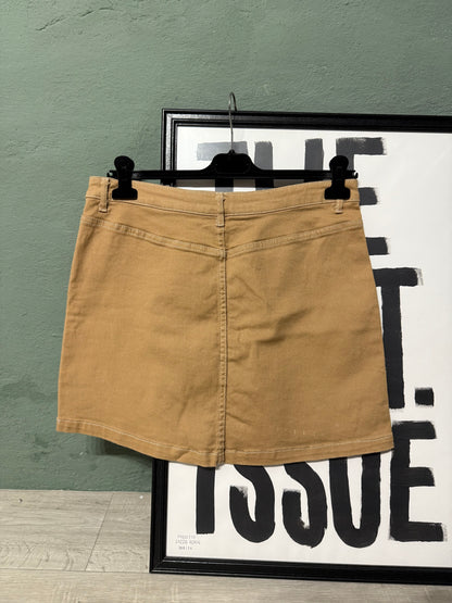 Mini gonna denim cammello