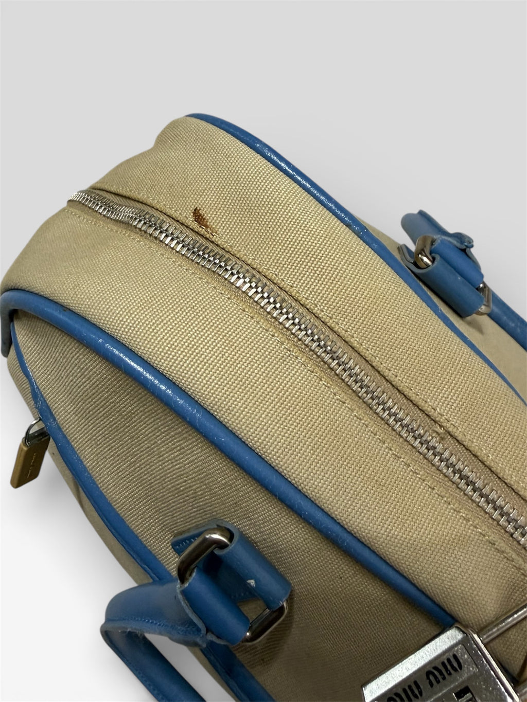 Borsa bowling tela e pelle Miu Miu