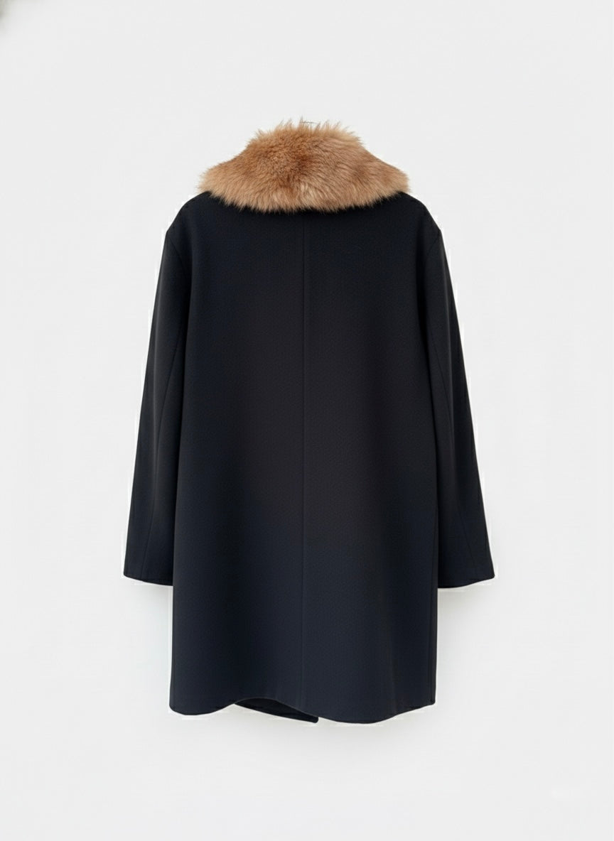 Cappotto vintage collo eco fur 80% lana