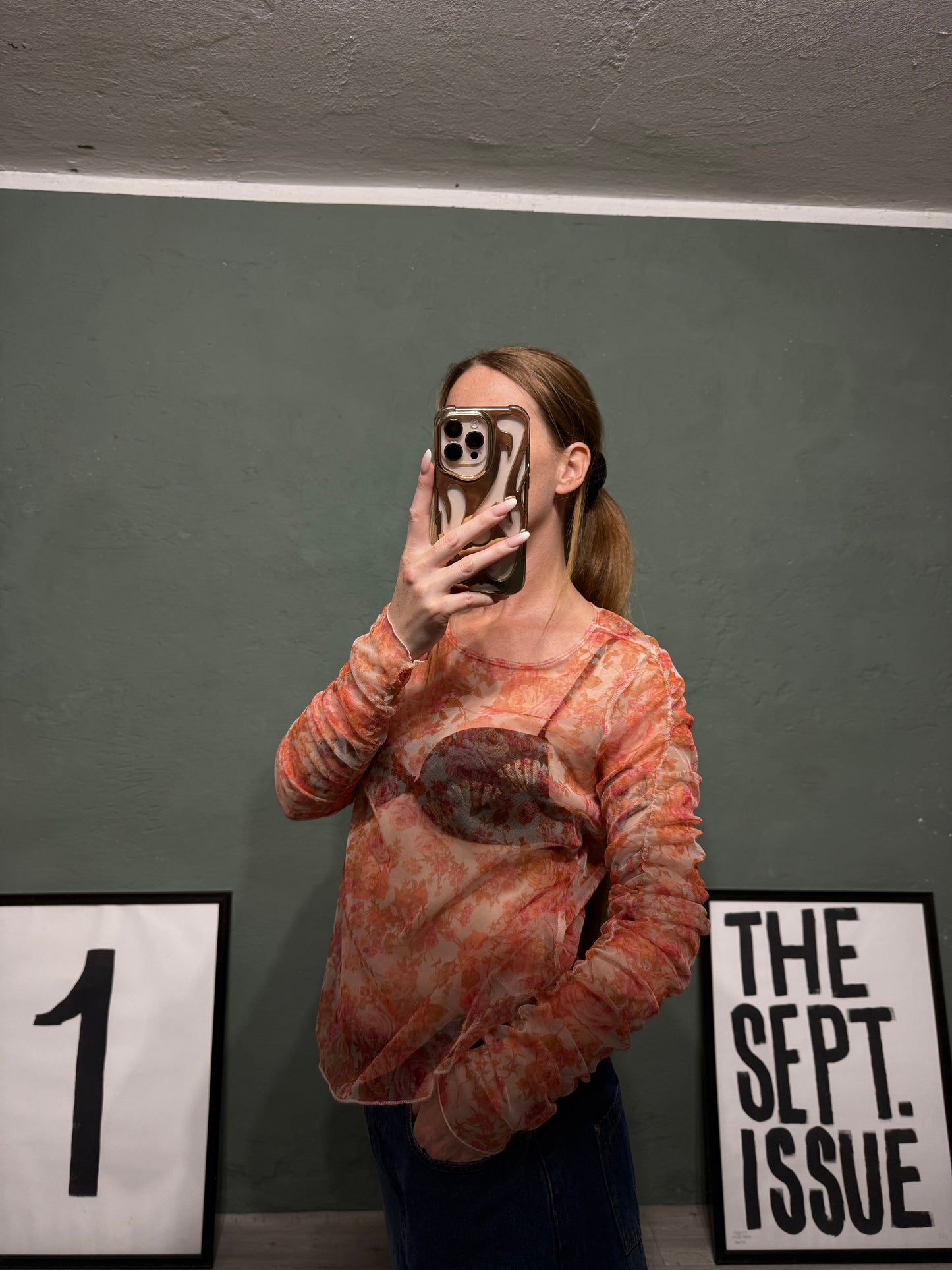 Maglia velata fiori Zara