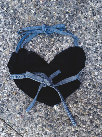 Heart denim top + collana ♥️ tg.S