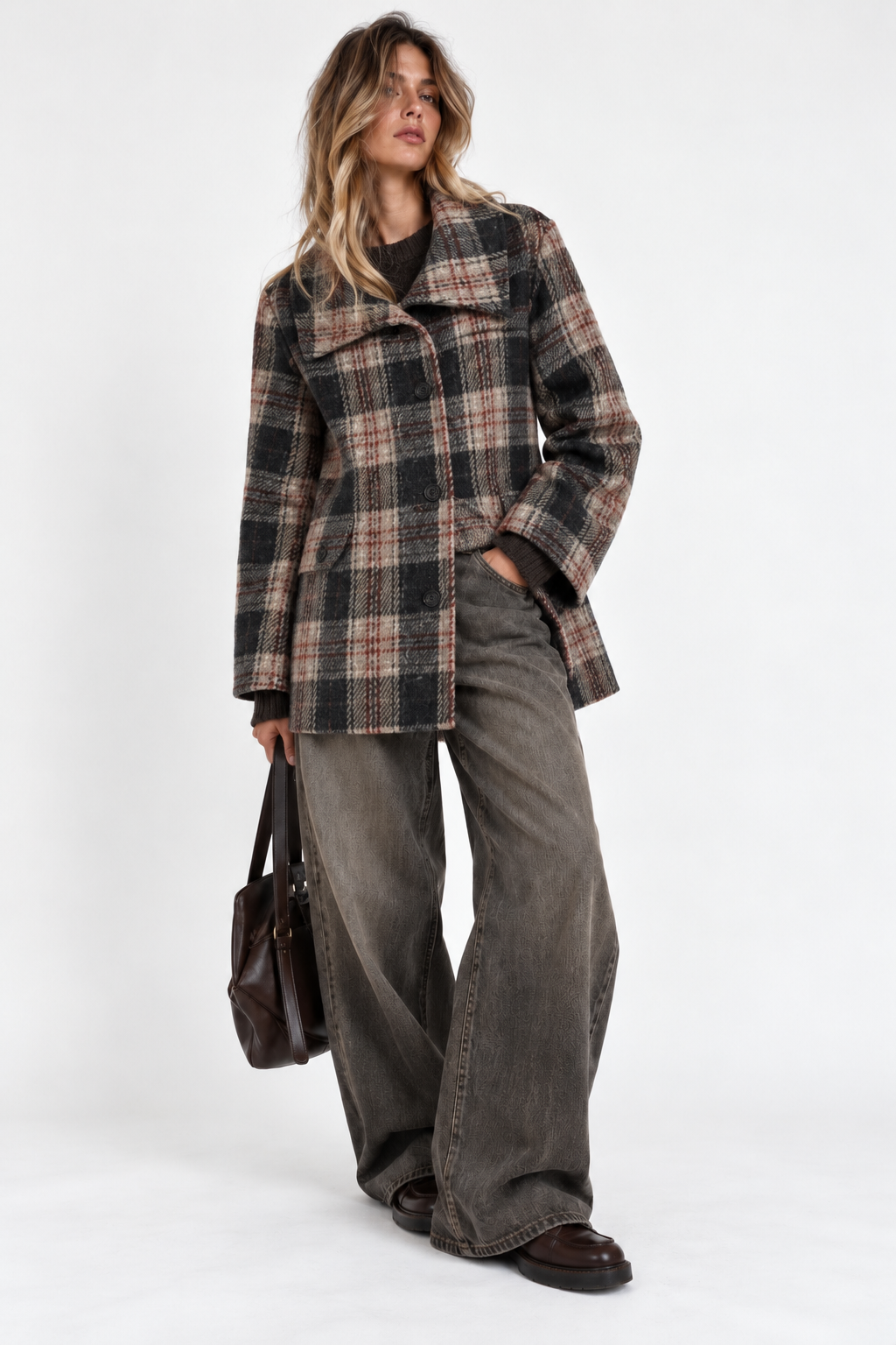 Cappotto tartan misto lana Marella