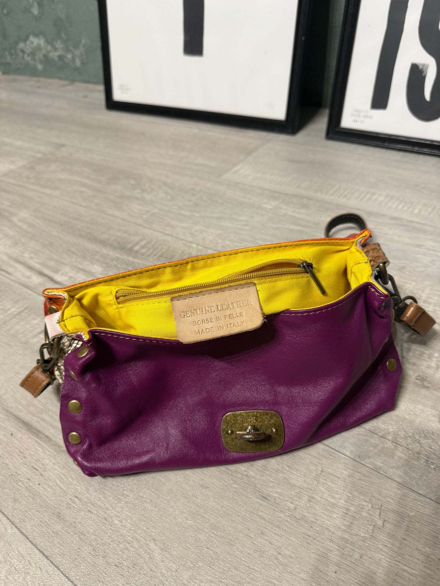 Mini postina handmade multicolor in pelle