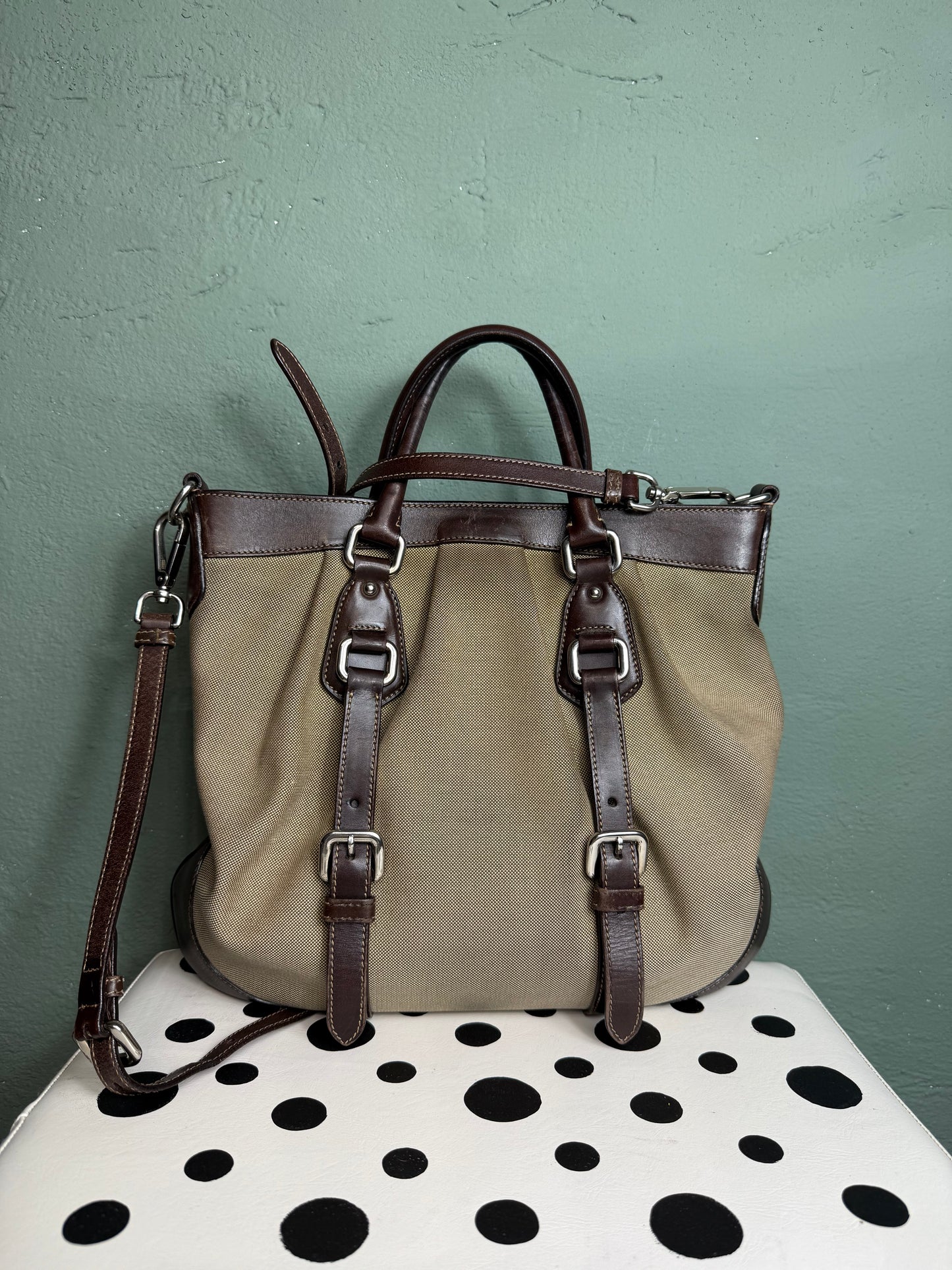 Prada Brown Canapa Canvas & Leather