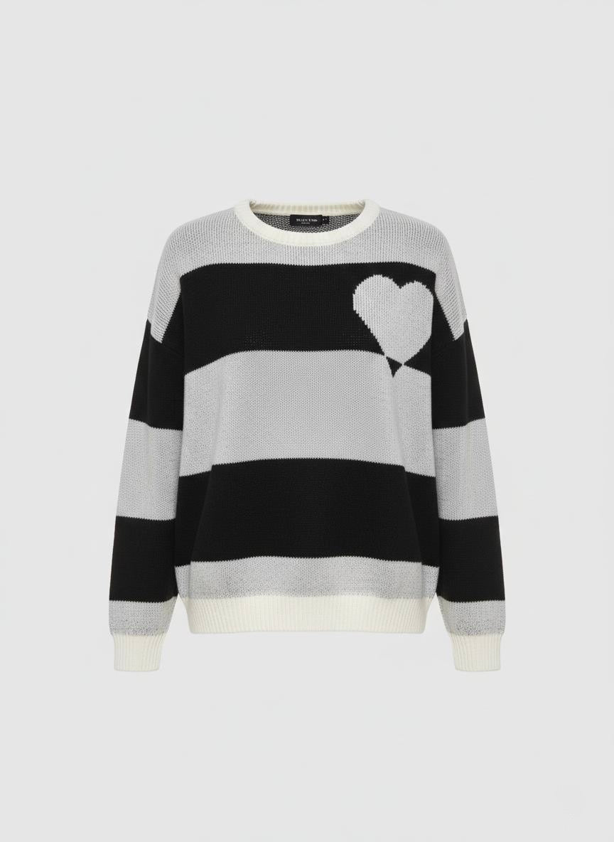 Pull girocollo righe cuore The Lulù