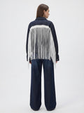 Giacca denim frange e patch
