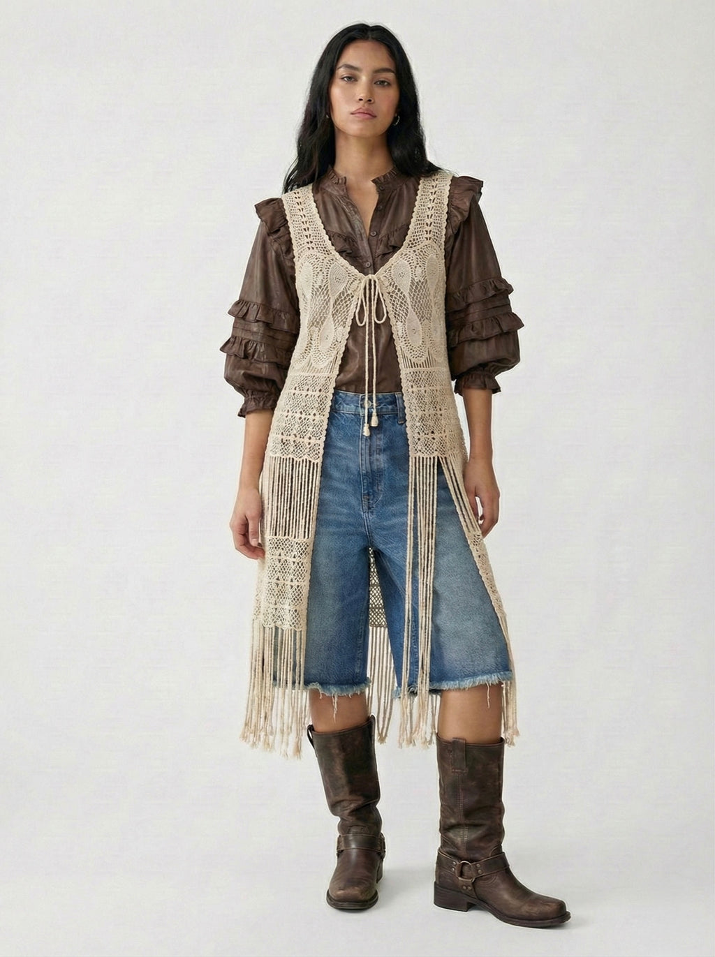 Gilet macrame frange