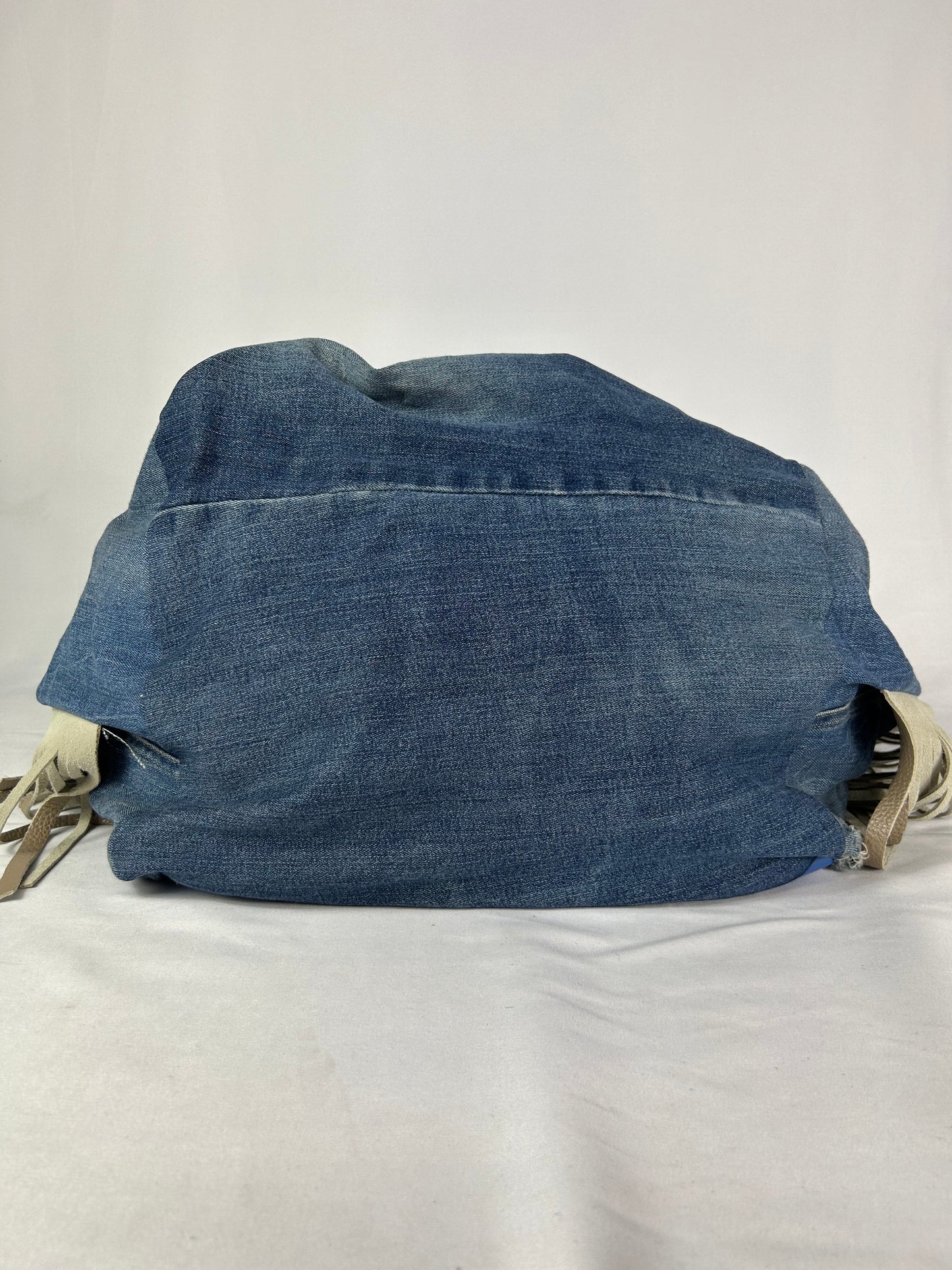 Borsa hand made denim frange