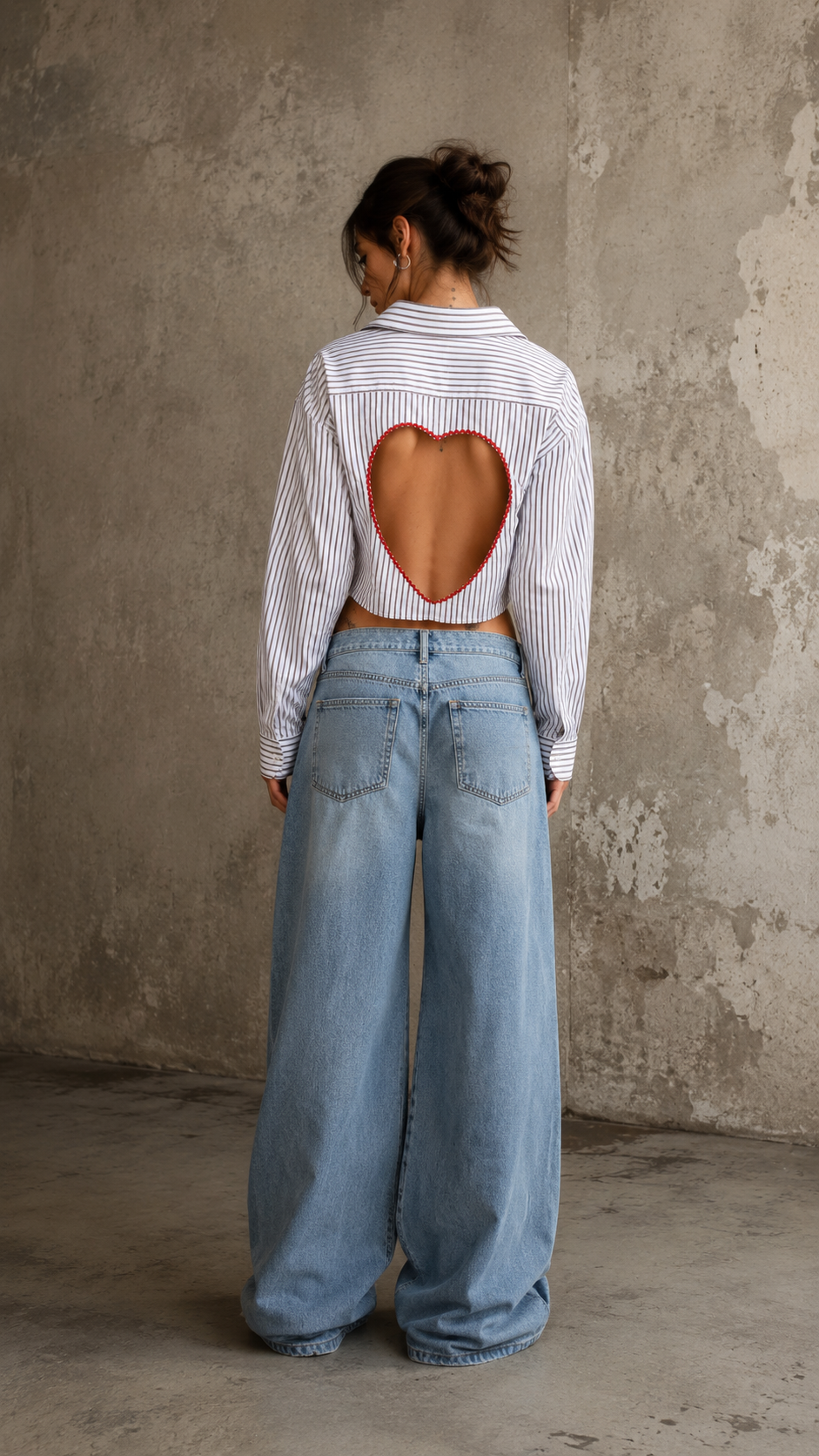 Camicia righe brown ‘Ghost Heart’