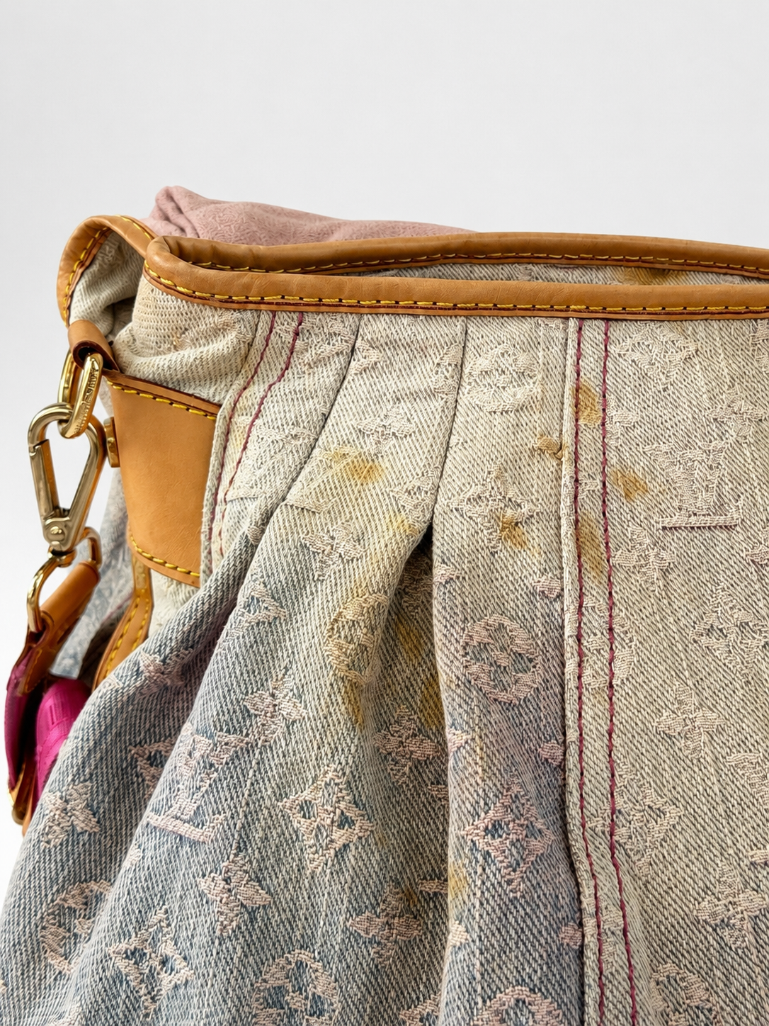 Borsa monogram jacquard denim baggy sunset GM 0048 Rosa