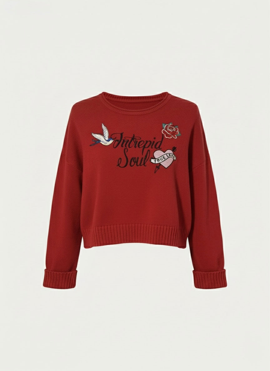Maglioncino vintage tricot cotone patch