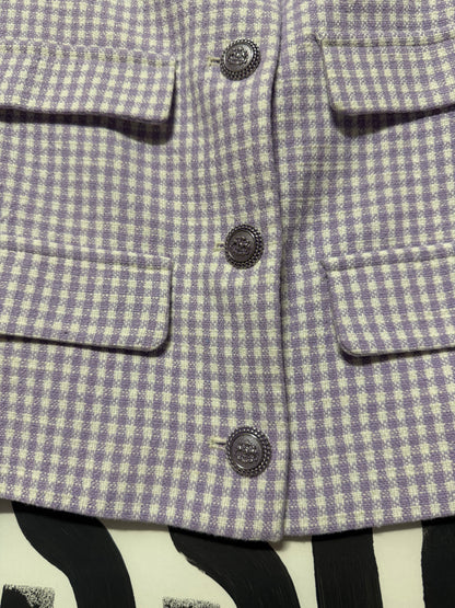 Blazer crop pied de poule lavanda Zara