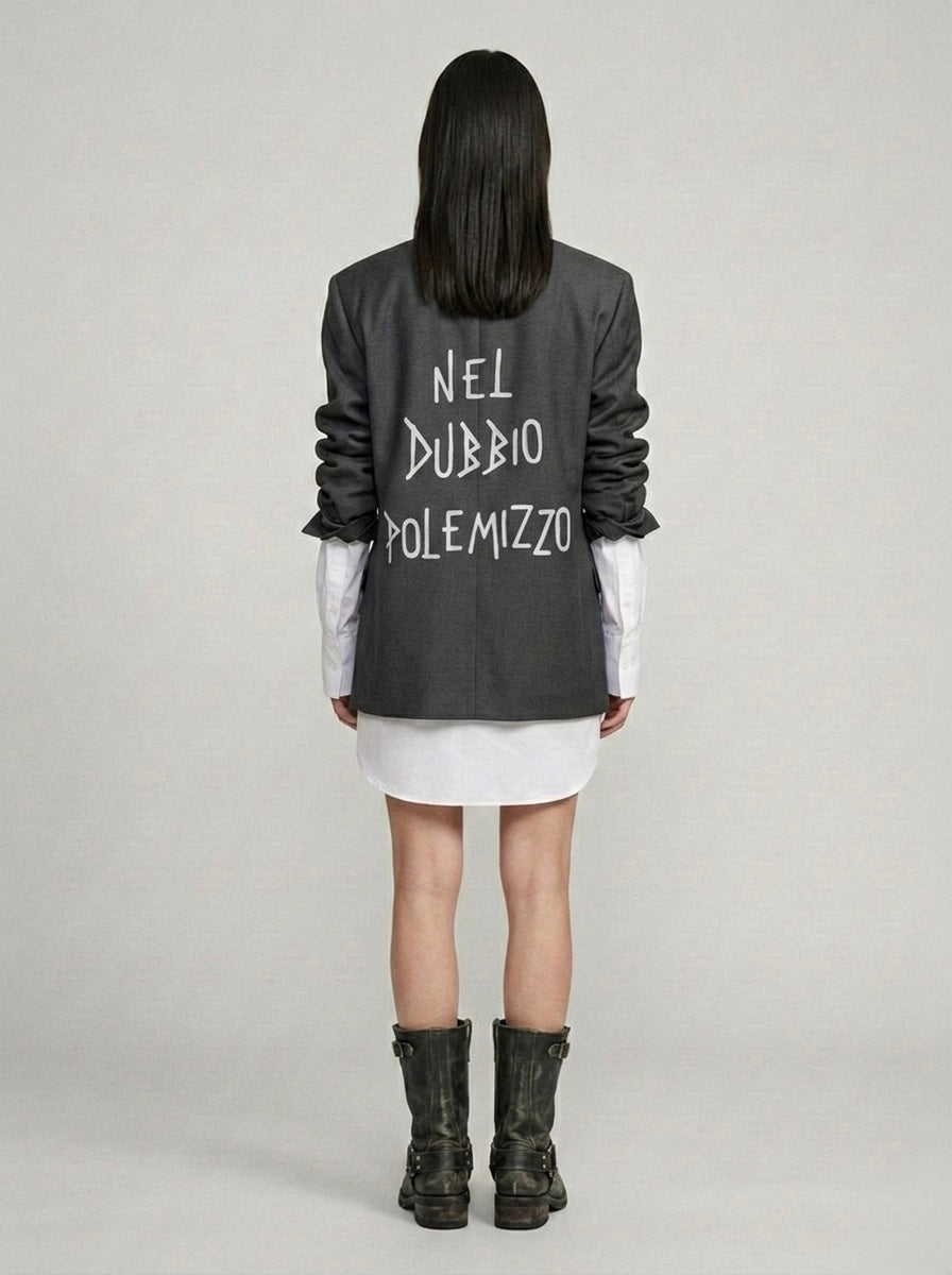 Blazer doppiopetto ‘nel dubbio polemizzo’ handmade