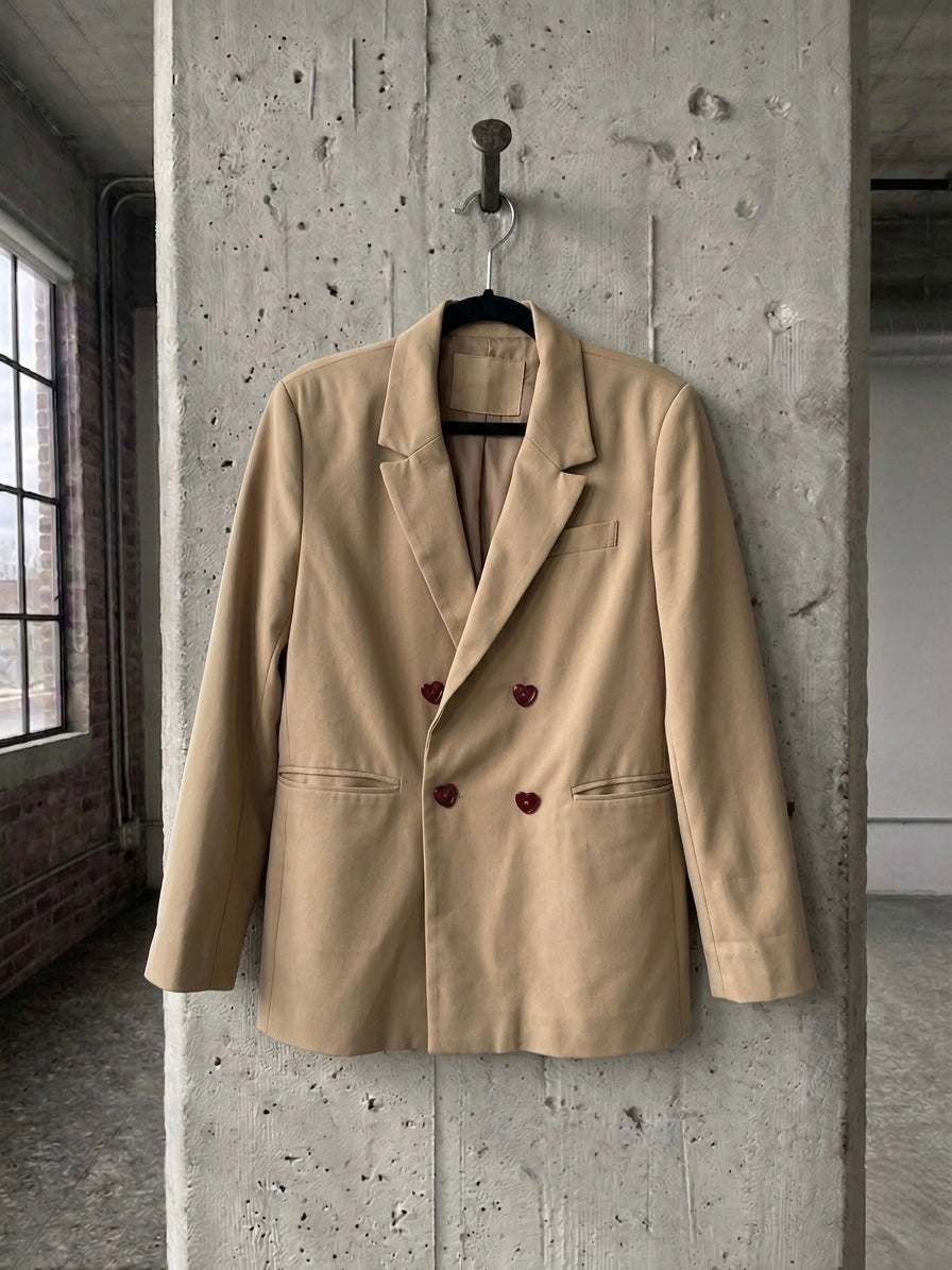Blazer doppiopetto ‘white ghost heart’ reworked