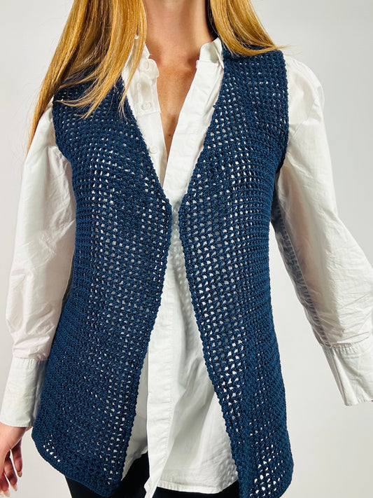 Gilet uncinetto blu navy