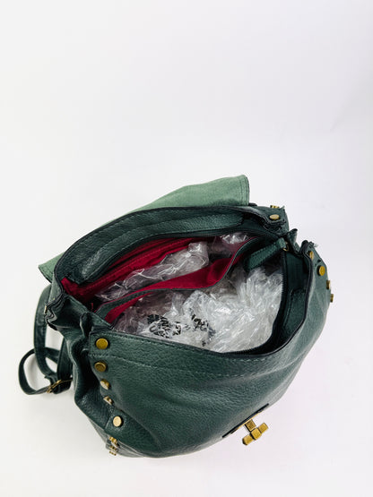 Zaino similpelle borchie verde bottiglia