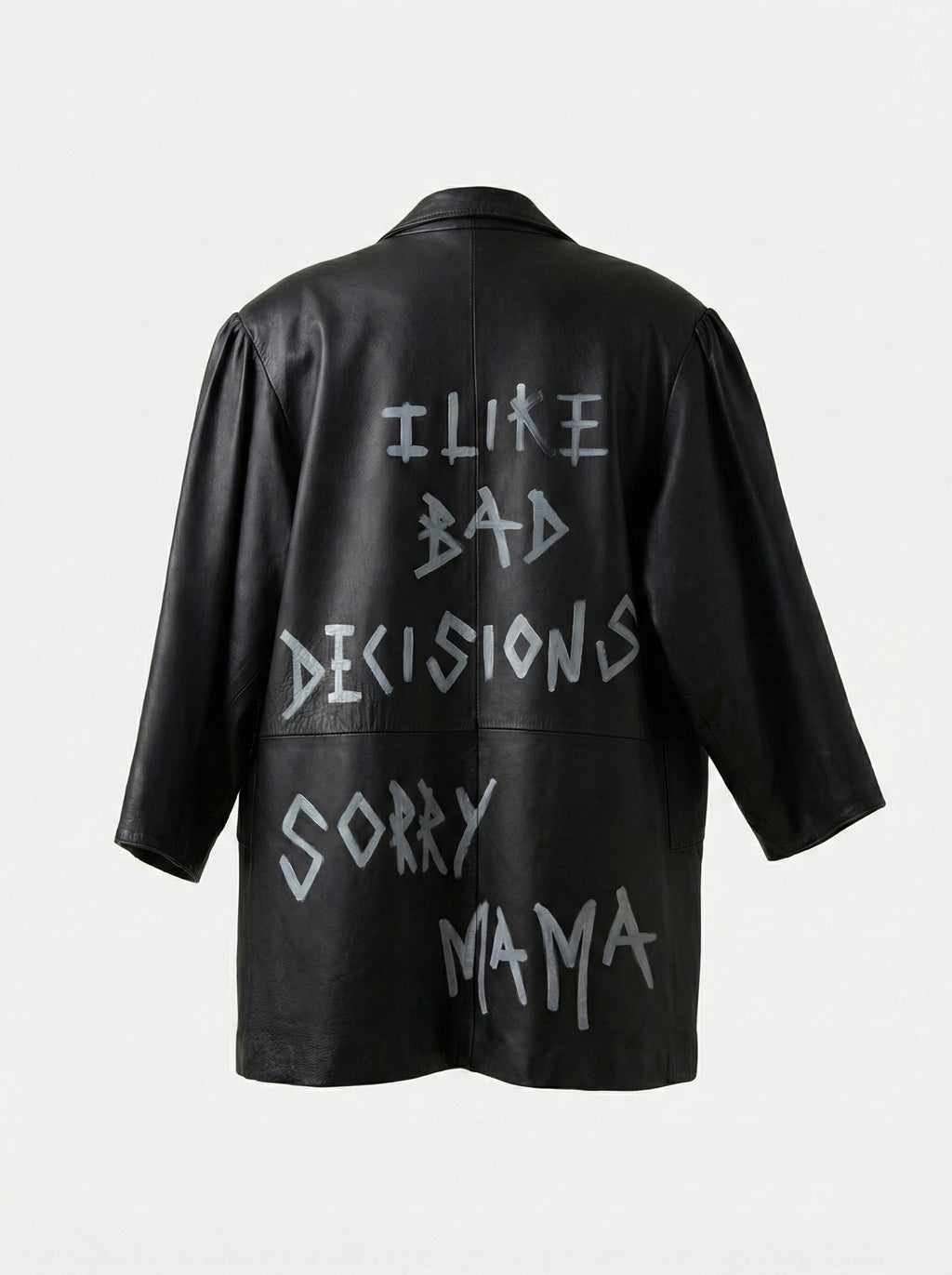 Giacca in pelle ‘Sorry mama’ handmade