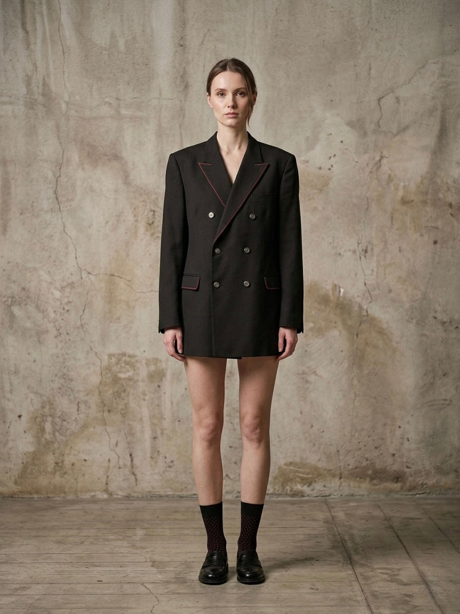 Blazer vintage doppiopetto ‘ghost heart’ reworked