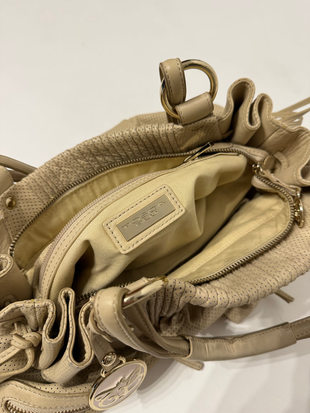 Borsa in pelle traforata Tosca Blu