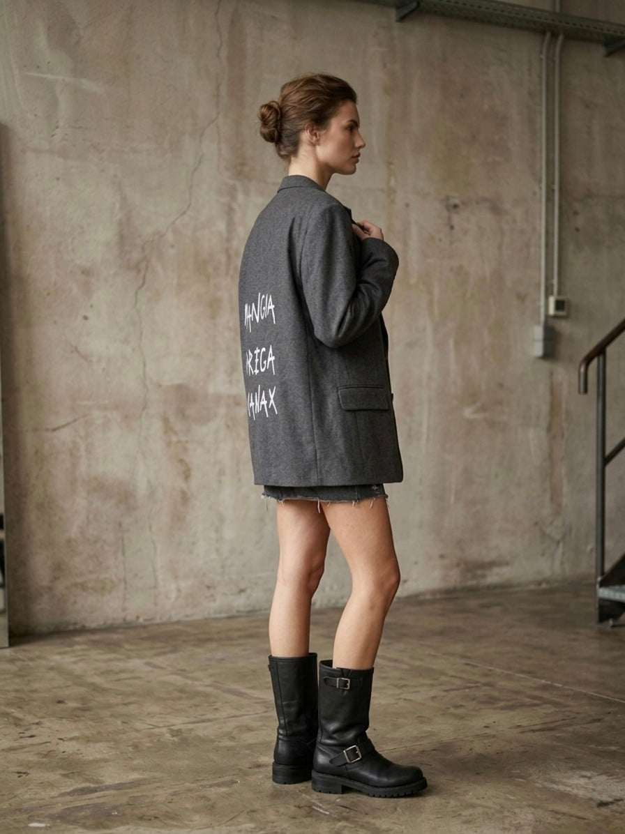 Blazer vintage ‘Mangia prega Xanax’ reworked