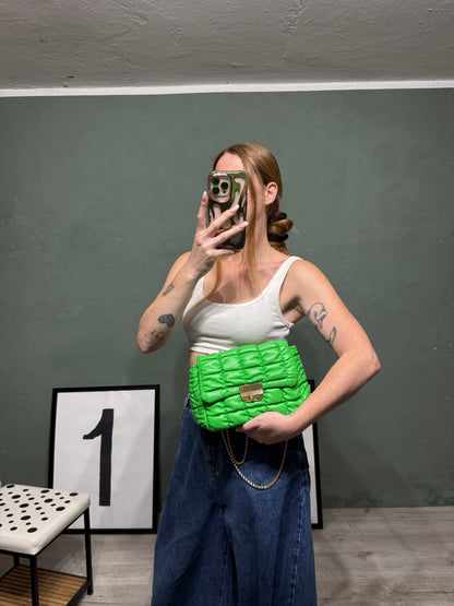 Borsa trapuntata pouf verde