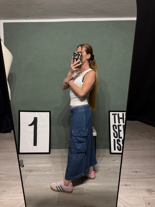 Maxi gonna denim cargo