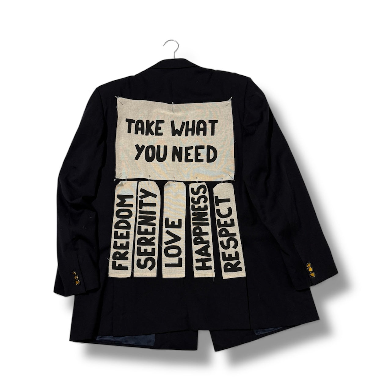 Blazer doppiopetto upcycling ‘Take what you need’