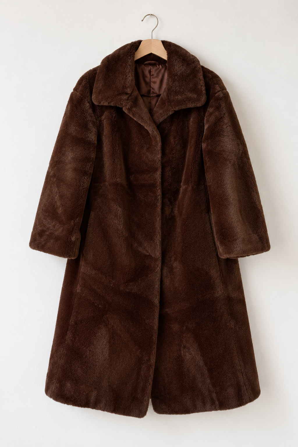 Pelliccia Ecologica Vintage Oversize Cioccolato