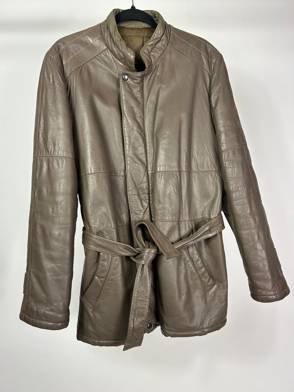 Giacca in pelle tortora