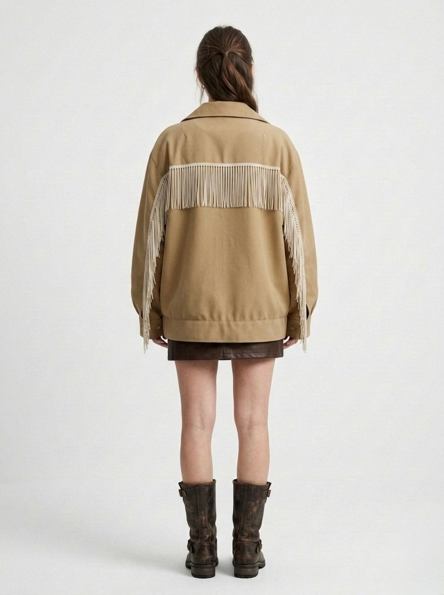 Giacca ‘Cream fringes’ handmade