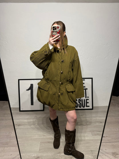 Giacca vintage trapuntata cachi