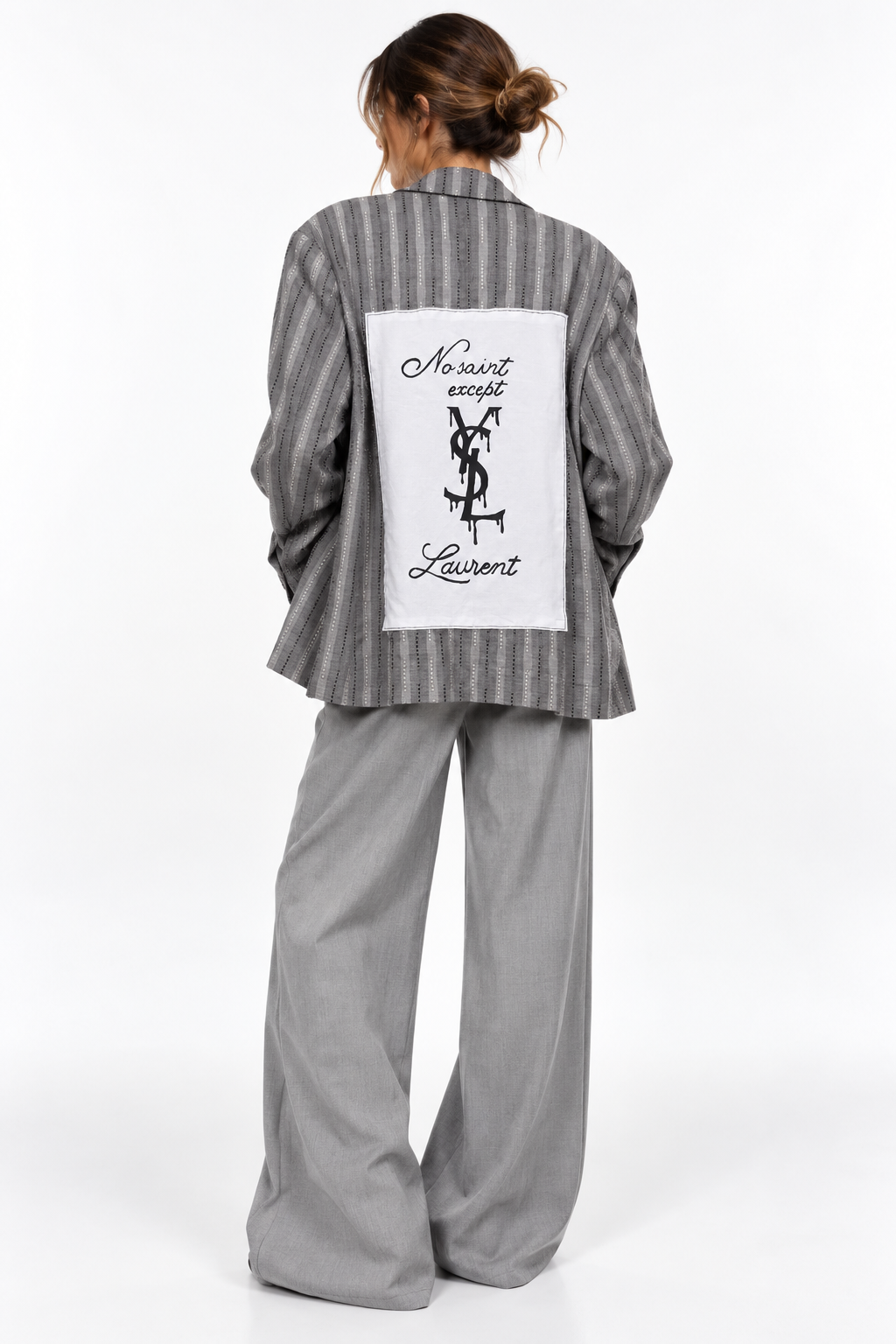 Blazer vintage rigato ‘No Saint except Laurent’