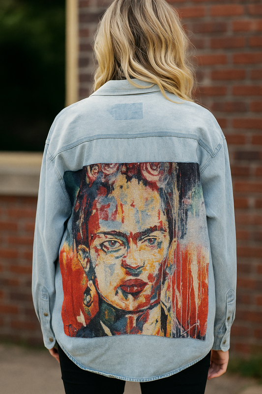 Maxi camicia denim handmade ‘Frida’ tg.L