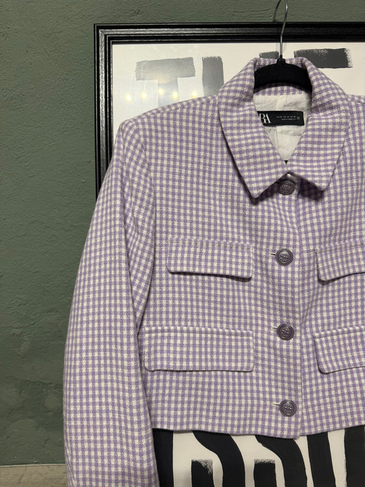 Blazer crop pied de poule lavanda Zara
