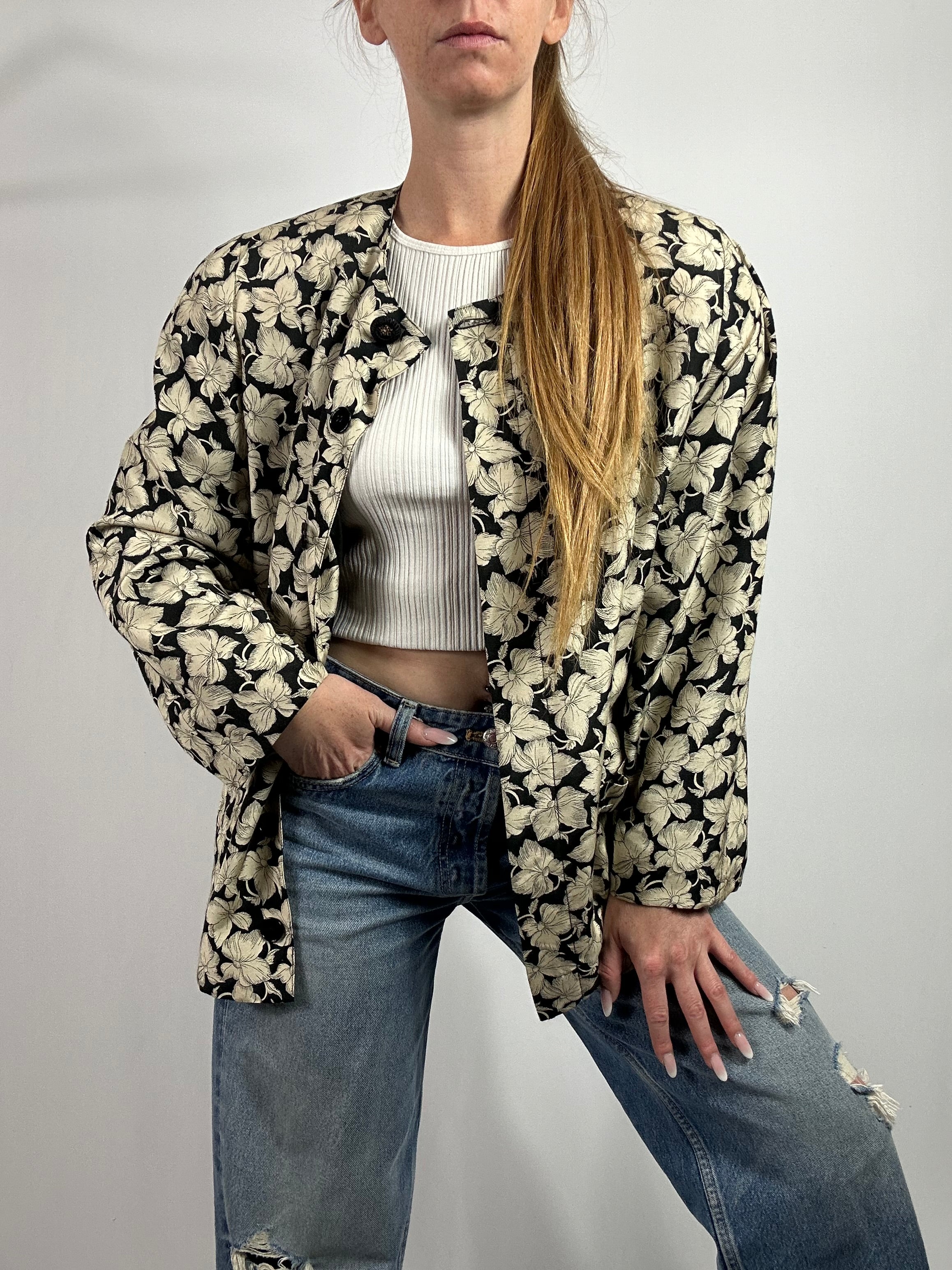 Blazer fantasia fiori tg.M vintage