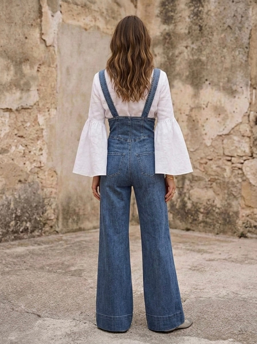 Salopette denim palazzo