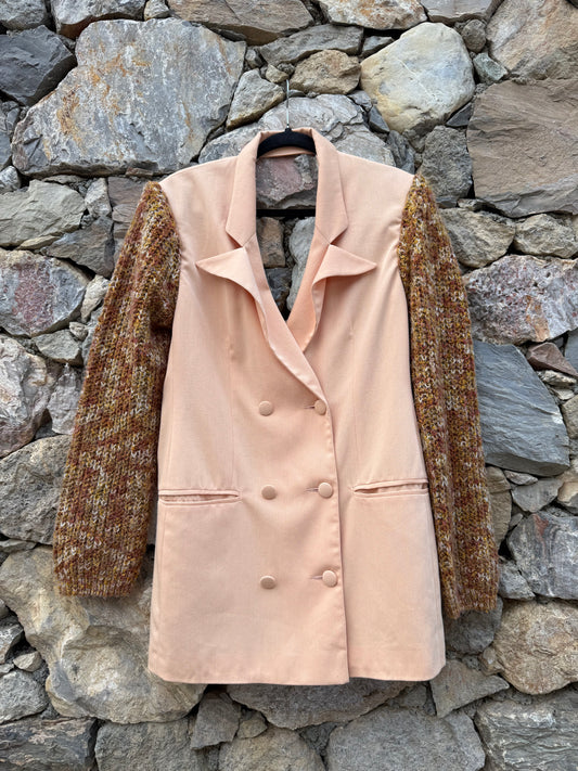 Blazer-robe manteau albicocca & wool handmade