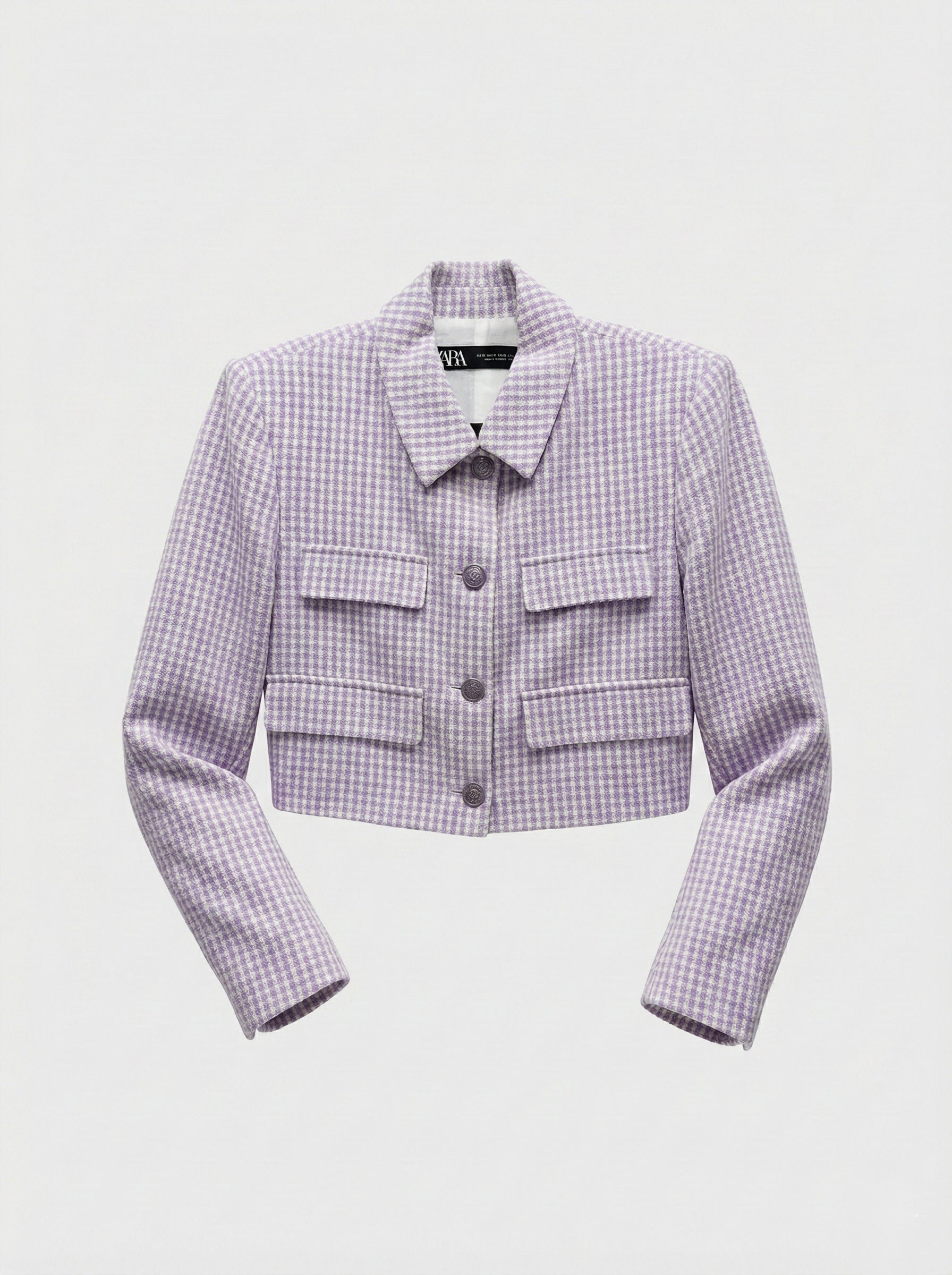 Blazer crop Vichy lavanda Zara