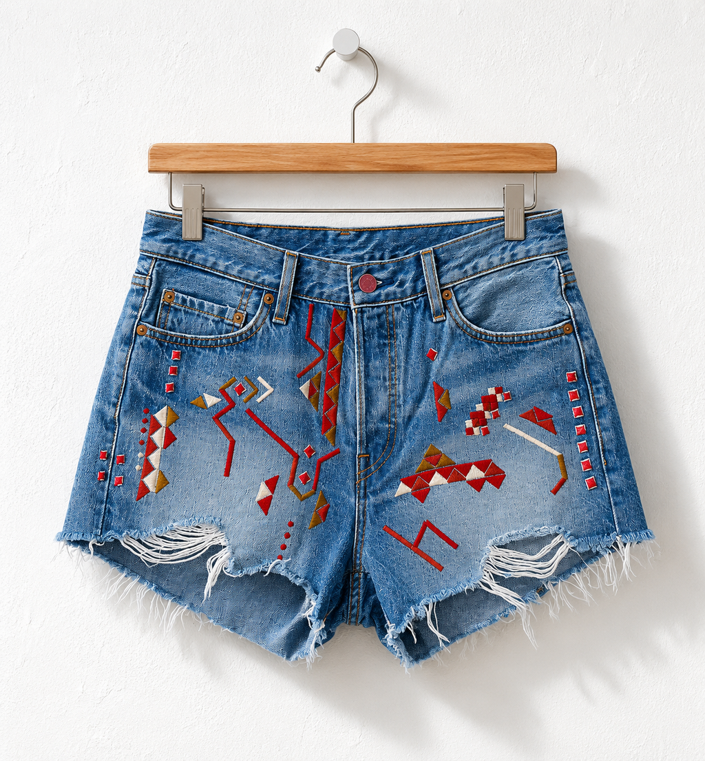 Short denim custom Levi’s reworked
