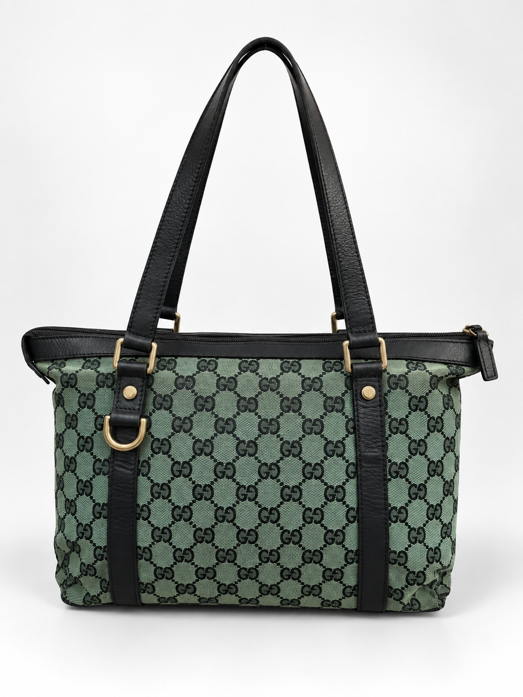Gucci Tote GG Monogram Abbey Green Vintage Canvas e Pelle