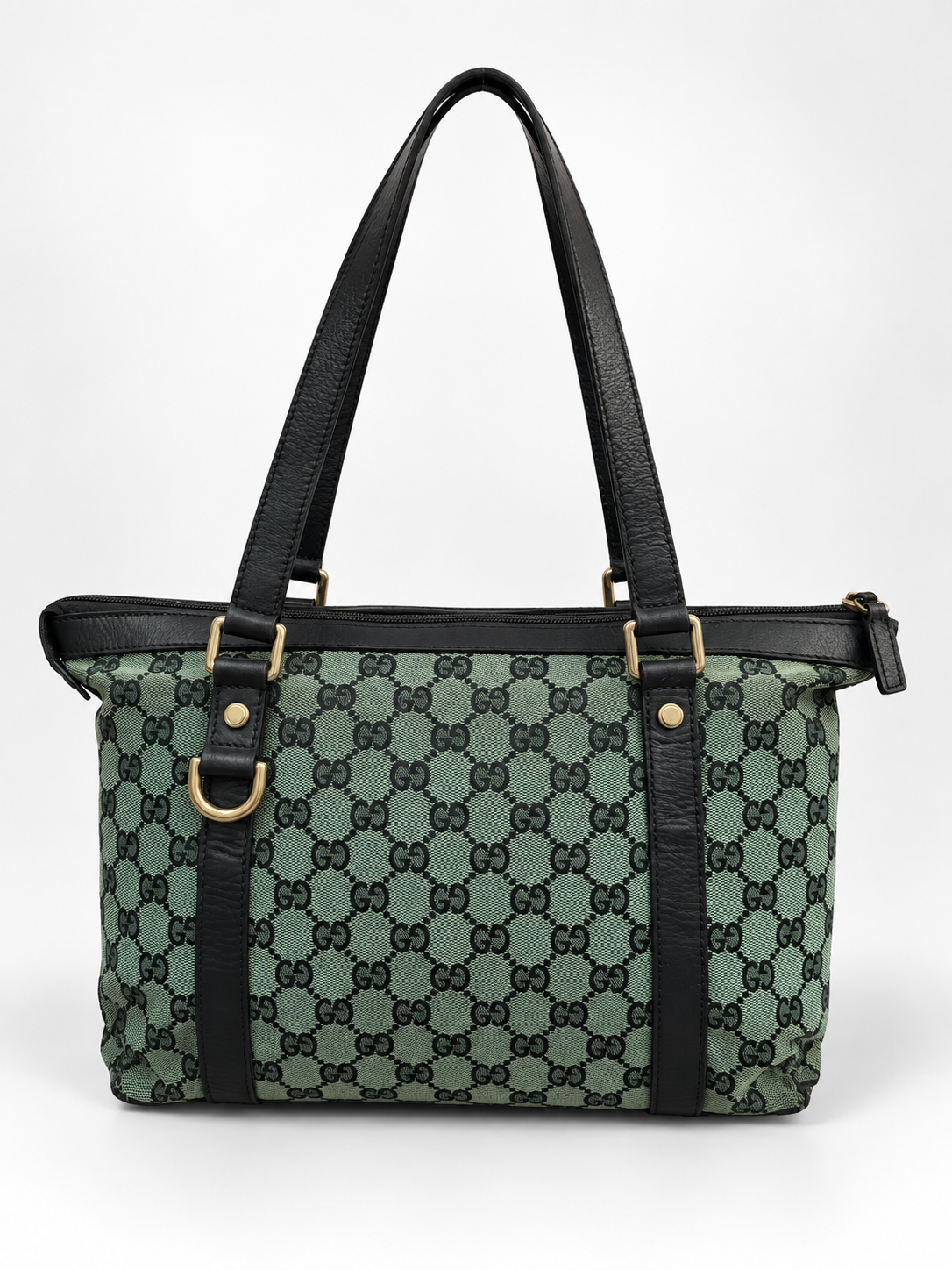 Gucci Tote GG Monogram Abbey Green Vintage Canvas e Pelle