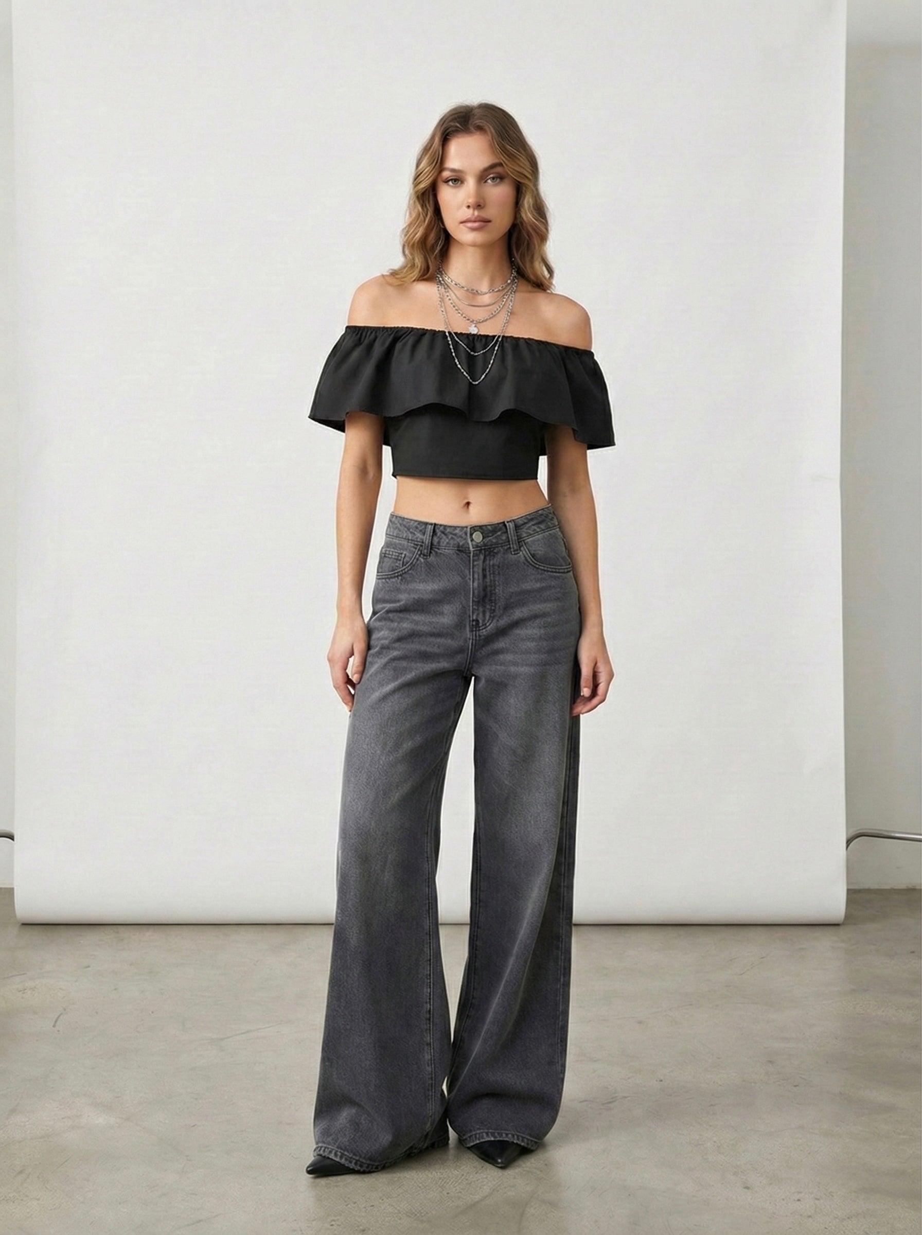 Top cropped volant Zara
