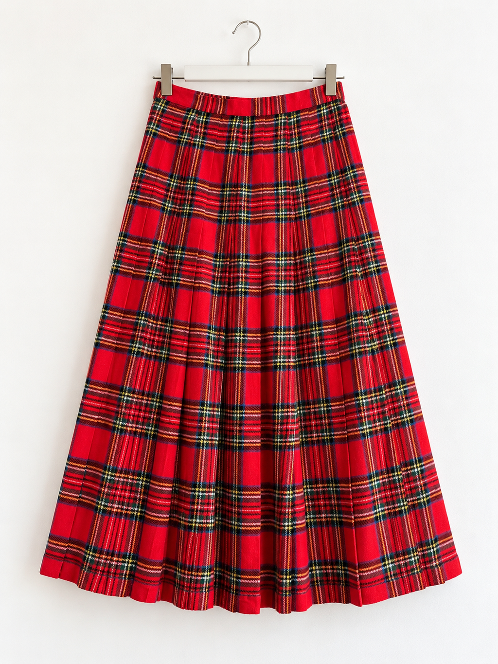 Maxigonna Vintage Plissé Tartan Rossa