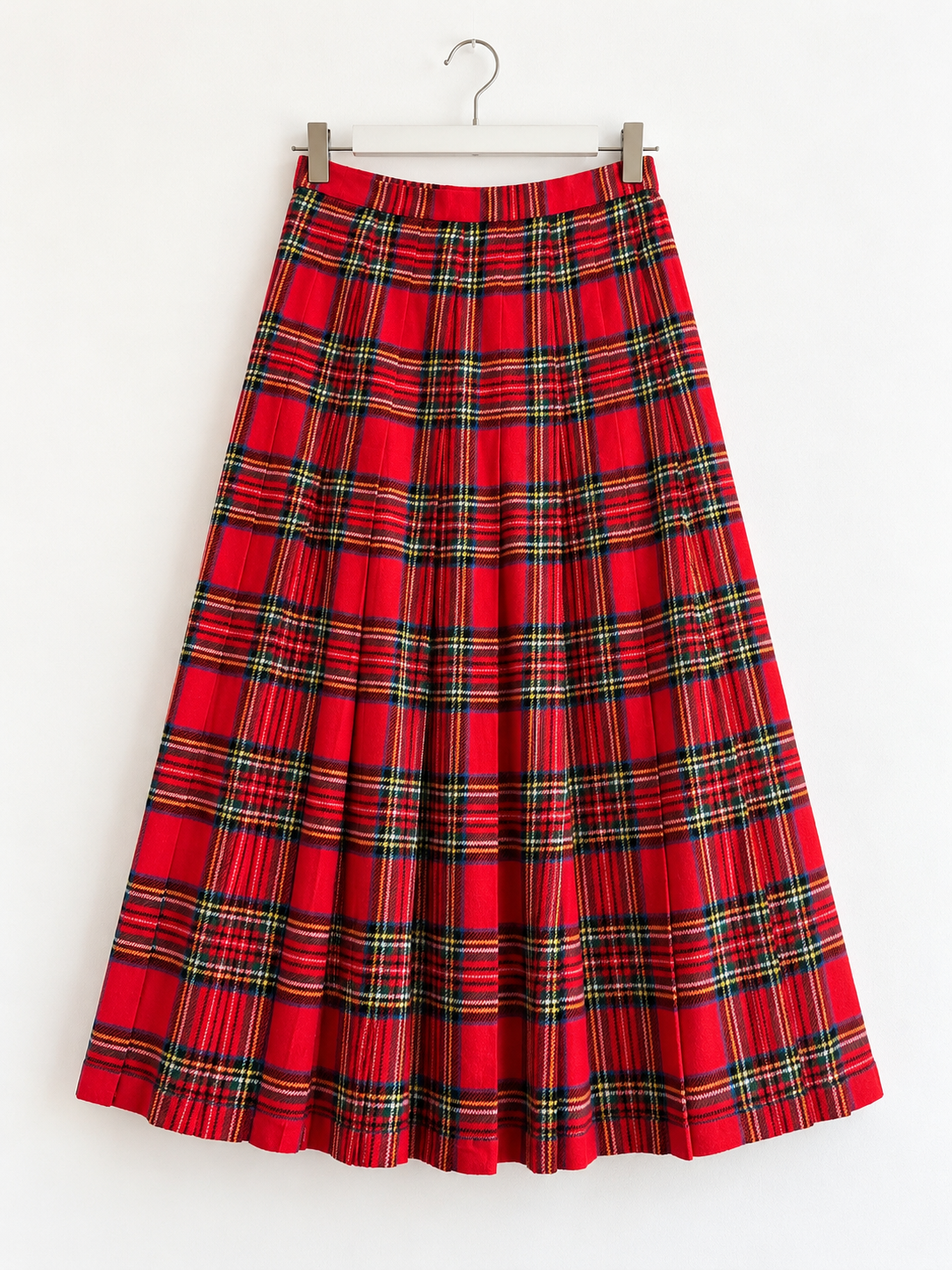 Maxigonna Vintage Plissé Tartan Rossa