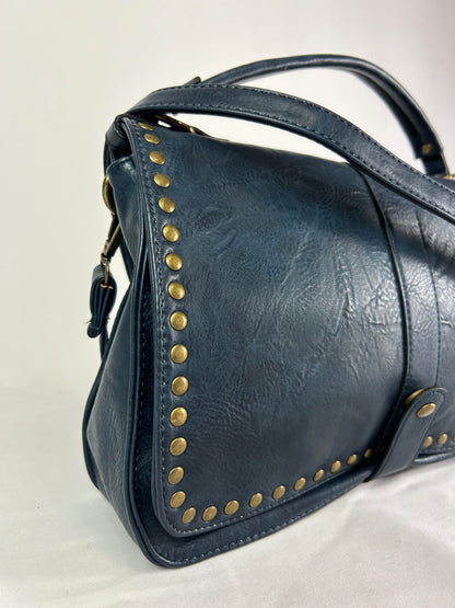 Borsa profilo borchie blu navy