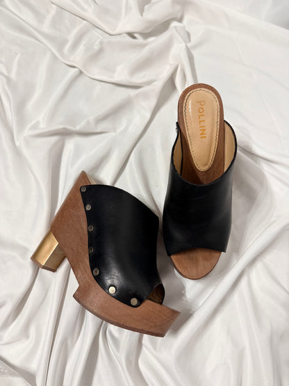 Zoccoli in pelle open toe Pollini